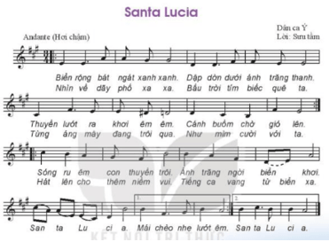 Giáo án Âm nhạc 7 Kết nối tri thức Hát: Santa Lucia 