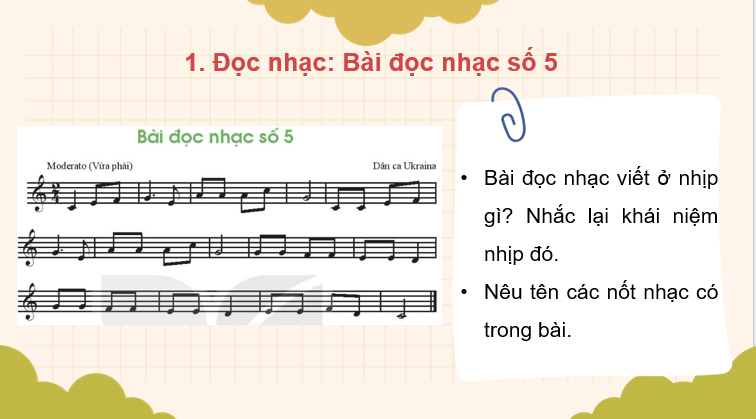 Giáo án điện tử Âm nhạc 7 Kết nối tri thức Đọc nhạc: Bài đọc nhạc số 5 | PPT Âm nhạc 7