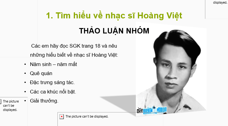 Giáo án điện tử Âm nhạc 7 Kết nối tri thức Thường thức âm nhạc: Nhạc sĩ Hoàng Việt và ca khúc Nhạc rừng | PPT Âm nhạc 7