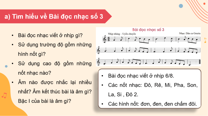 Giáo án điện tử Âm nhạc 8 Kết nối tri thức Đọc nhạc: Bài đọc nhạc số 3 | PPT Âm nhạc 8