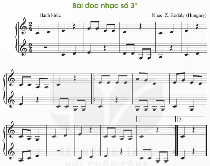 Giáo án Âm nhạc 9 Kết nối tri thức Đọc nhạc: Bài đọc nhạc số 3