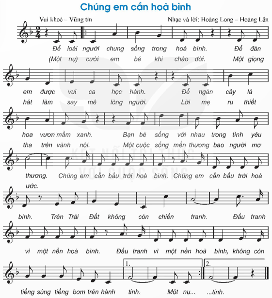 Giáo án Âm nhạc 9 Kết nối tri thức Nghe nhạc: Bài hát Chúng em cần hoà bình