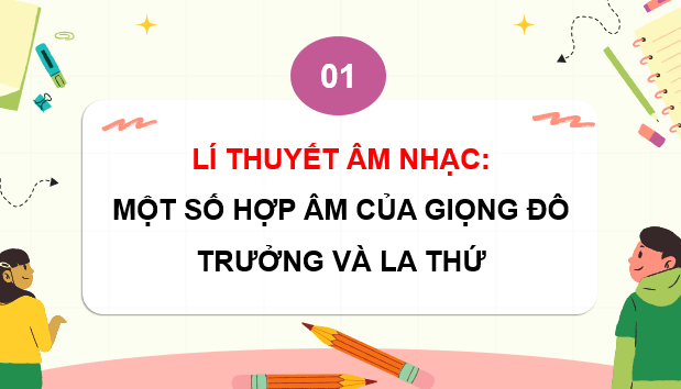 Giáo án điện tử Âm nhạc 9 Kết nối tri thức Lí thuyết âm nhạc: Một số hợp âm của giọng Đô trưởng và giọng La thứ | PPT Âm nhạc 9