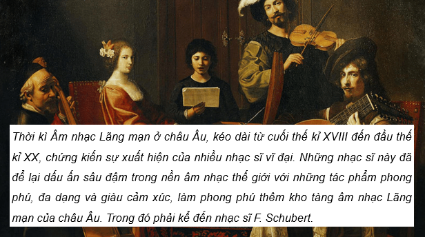 Giáo án điện tử Âm nhạc 9 Kết nối tri thức Thường thức âm nhạc: Nhạc sĩ Franz Peter Schubert và khúc nhạc Serenade | PPT Âm nhạc 9