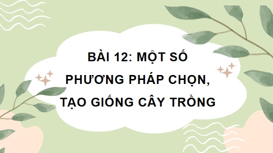 Giáo án điện tử Công nghệ 10 Kết nối tri thức Bài 12: Một số phương pháp chọn, tạo giống cây trồng | PPT Công nghệ 10
