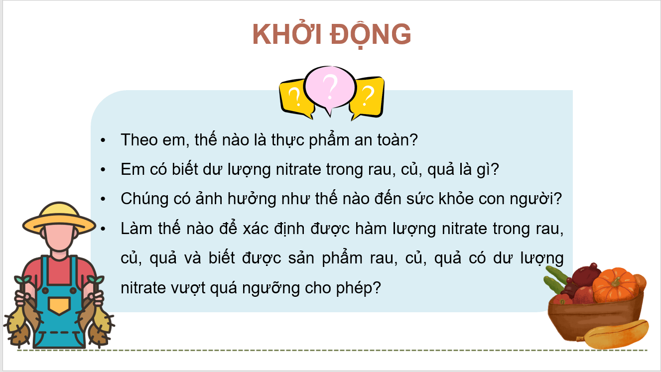 Giáo án điện tử Chuyên đề Công nghệ 10 Kết nối tri thức Bài 14: Thực hành: Đo dư lượng nitrate trong rau, củ, quả | PPT Chuyên đề Công nghệ 10