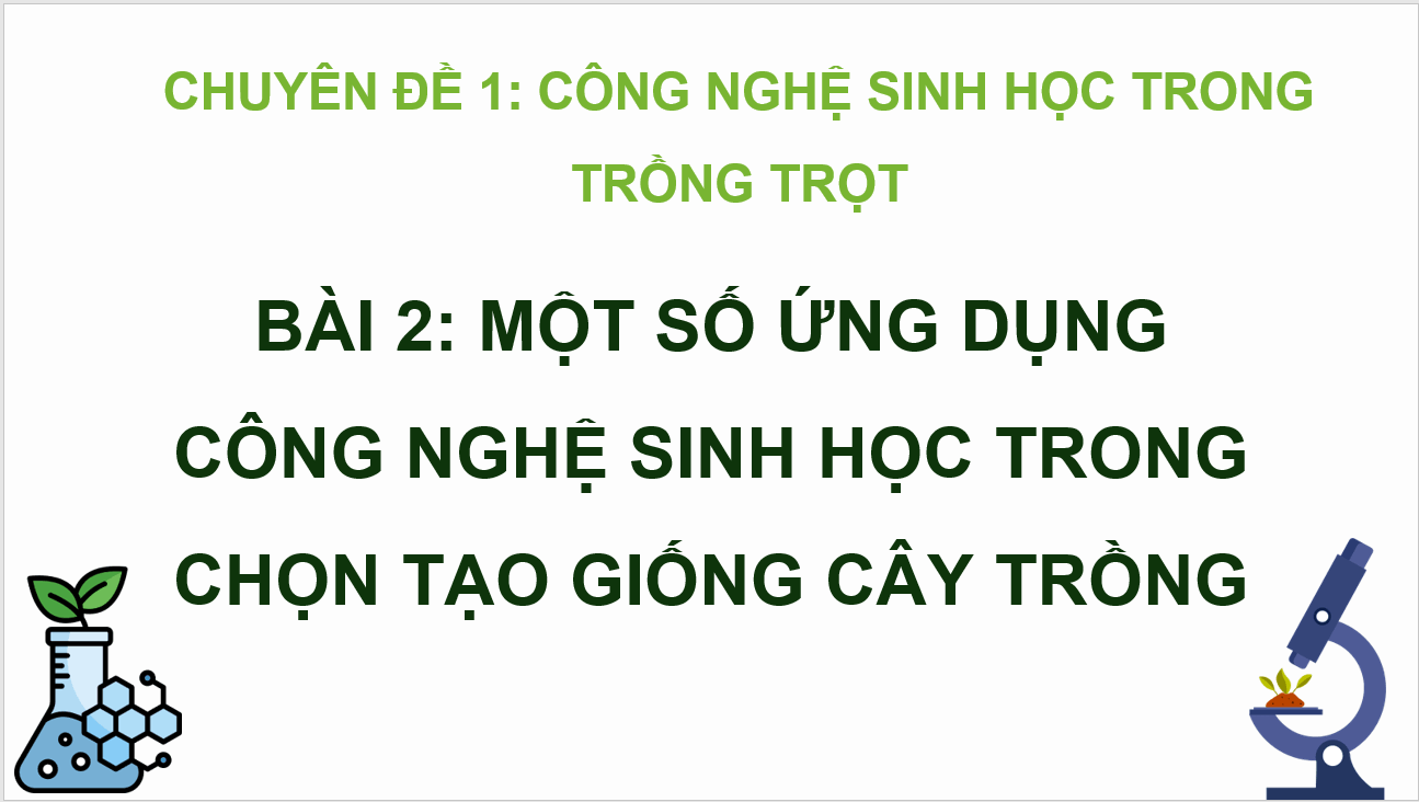 Giáo án điện tử Chuyên đề Công nghệ 10 Kết nối tri thức Bài 2: Một số ứng dụng công nghệ sinh học trong chọn tạo giống cây trồng | PPT Chuyên đề Công nghệ 10