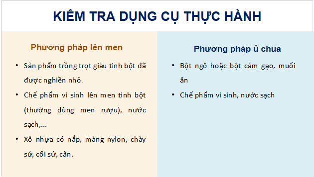 Giáo án điện tử Công nghệ 11 Kết nối tri thức Bài 10: Thực hành: Chế biến, bảo quản thức ăn cho vật nuôi | PPT Công nghệ 11