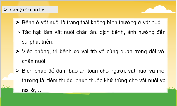 Giáo án điện tử Công nghệ 11 Kết nối tri thức Bài 11: Vai trò của phòng, trị bệnh trong chăn nuôi | PPT Công nghệ 11