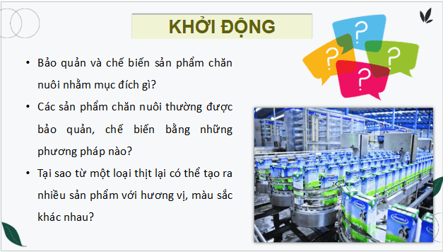 Giáo án điện tử Công nghệ 11 Kết nối tri thức Bài 20: Bảo quản và chế biến sản phẩm chăn nuôi | PPT Công nghệ 11