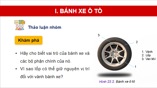 Giáo án điện tử Công nghệ 11 Kết nối tri thức Bài 23: Bánh xe và hệ thống treo ô tô | PPT Công nghệ 11