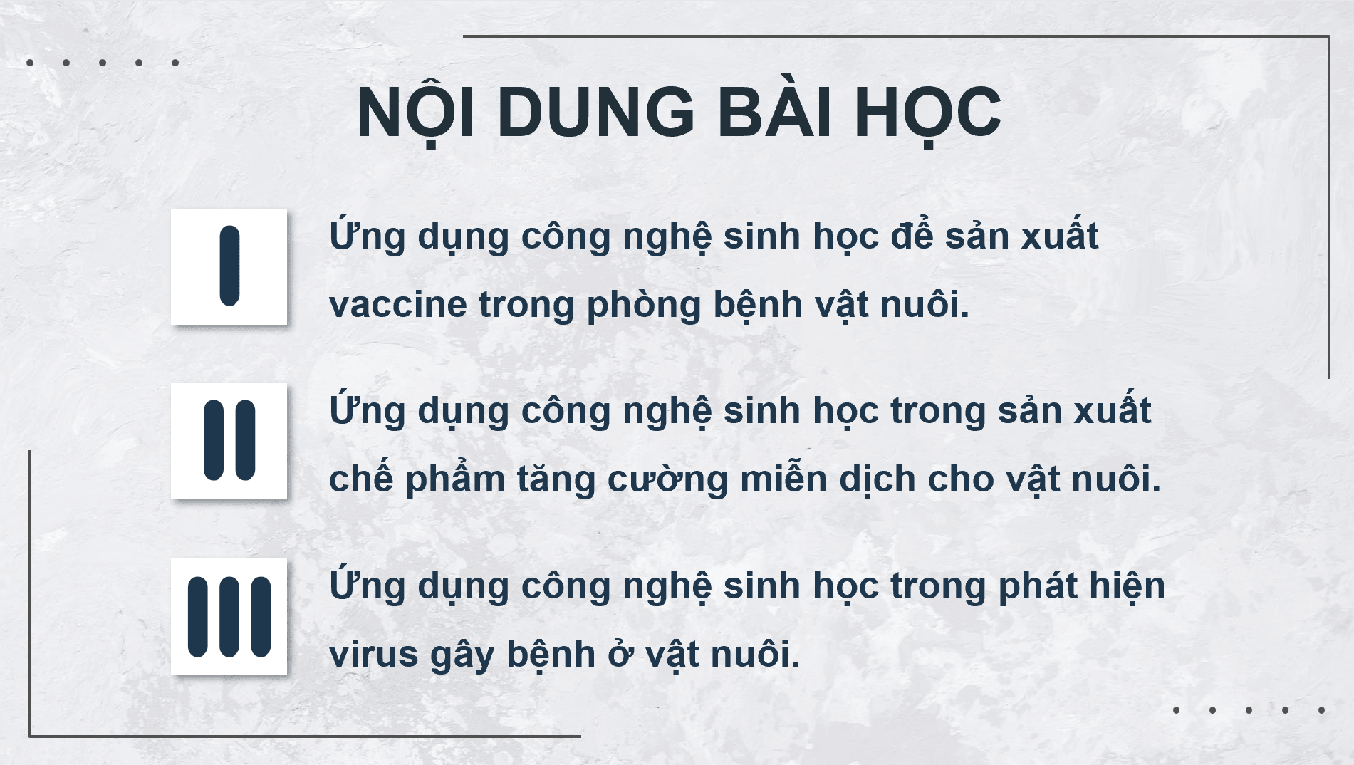 Giáo án điện tử Chuyên đề Công nghệ 11 Kết nối tri thức Bài 4: Một số ứng dụng phổ biến của công nghệ sinh học trong phòng, trị bệnh cho vật nuôi | PPT Chuyên đề Công nghệ 11