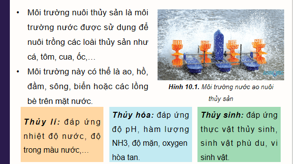 Giáo án điện tử Công nghệ 12 Kết nối tri thức Bài 10: Giới thiệu về môi trường nuôi thuỷ sản | PPT Công nghệ 12