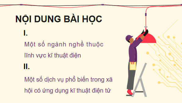 Giáo án điện tử Công nghệ 12 Kết nối tri thức Bài 14: Ngành nghề và dịch vụ trong lĩnh vực kĩ thuật điện tử | PPT Công nghệ 12