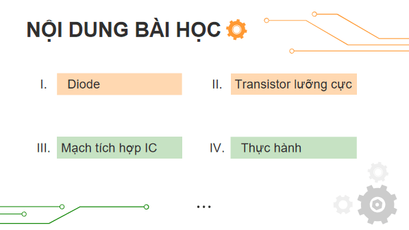 Giáo án điện tử Công nghệ 12 Kết nối tri thức Bài 16: Diode, transistor và mạch tích hợp IC | PPT Công nghệ 12