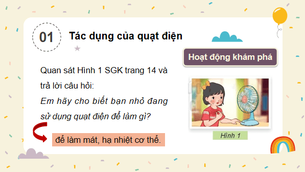 Giáo án điện tử Công nghệ lớp 3 Kết nối tri thức Bài 3: Sử dụng quạt điện | PPT Công nghệ lớp 3