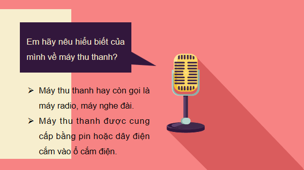 Giáo án điện tử Công nghệ lớp 3 Kết nối tri thức Bài 4: Sử dụng máy thu thanh | PPT Công nghệ lớp 3