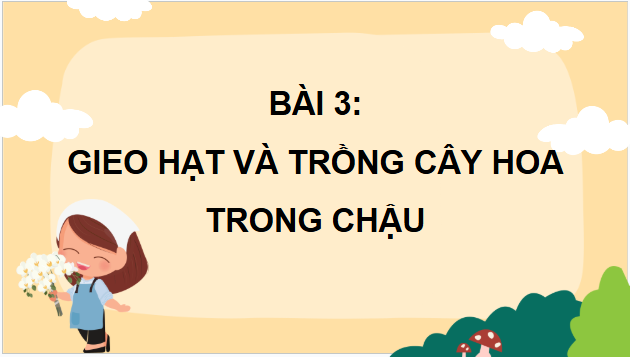 Giáo án điện tử Công nghệ lớp 4 Chân trời sáng tạo Bài 3: Gieo hạt và trồng hoa trong chậu | PPT Công nghệ 4