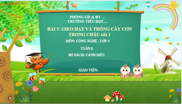 Giáo án điện tử Công nghệ lớp 4 Cánh diều Bài 5: Gieo hạt và trồng cây con trong chậu | PPT Công nghệ 4