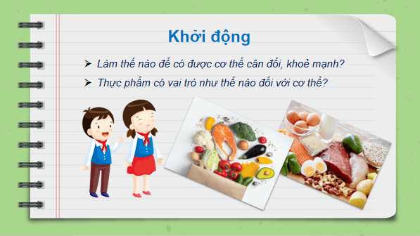 Giáo án điện tử Công nghệ 6 Kết nối tri thức Bài 4: Thực phẩm và dinh dưỡng | PPT Công nghệ 6