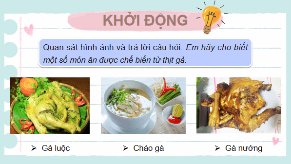 Giáo án điện tử Công nghệ 7 Kết nối tri thức Bài 12: Chăn nuôi gà thịt trong nông hộ | PPT Công nghệ 7