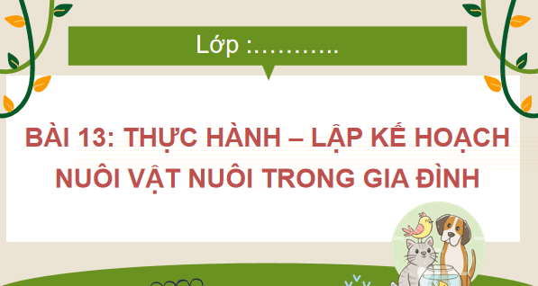 Giáo án điện tử Công nghệ 7 Kết nối tri thức Bài 13: Thực hành. Lập kế hoạch nuôi vật nuôi trọng gia đình | PPT Công nghệ 7