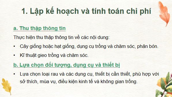 Giáo án điện tử Công nghệ 7 Kết nối tri thức Bài 6: Dự án trồng rau an toàn | PPT Công nghệ 7