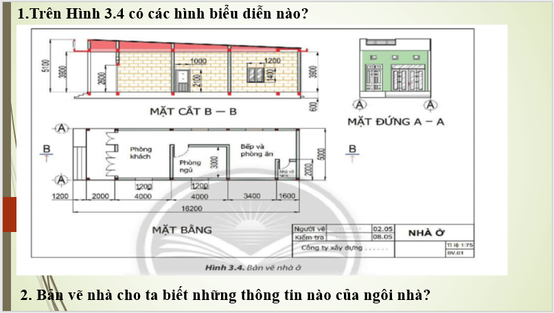 Giáo án điện tử Công nghệ 8 Bài 5: Bản vẽ nhà | PPT Công nghệ 8 Kết nối tri thức