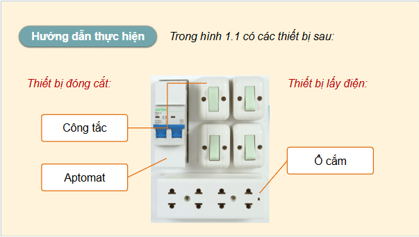 Giáo án điện tử Công nghệ 9 Kết nối tri thức Bài 1: Thiết bị đóng cắt và lấy điện trong gia đình | PPT Công nghệ 9