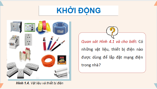 Giáo án điện tử Công nghệ 9 Kết nối tri thức Bài 4: Vật liệu, thiết bị và dụng cụ dùng cho lắp đặt mạng điện trong nhà | PPT Công nghệ 9