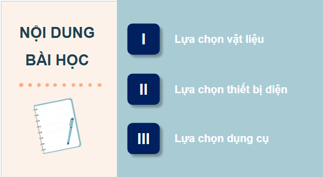 Giáo án điện tử Công nghệ 9 Kết nối tri thức Bài 4: Vật liệu, thiết bị và dụng cụ dùng cho lắp đặt mạng điện trong nhà | PPT Công nghệ 9