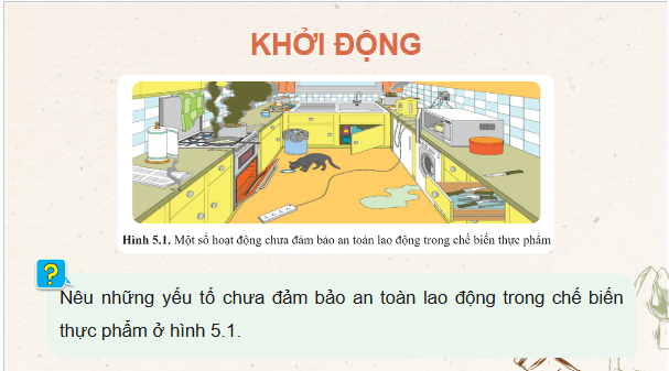 Giáo án điện tử Công nghệ 9 Cánh diều Bài 5: An toàn lao động trong chế biến thực phẩm | PPT Công nghệ 9