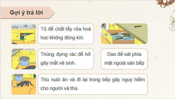 Giáo án điện tử Công nghệ 9 Cánh diều Bài 5: An toàn lao động trong chế biến thực phẩm | PPT Công nghệ 9