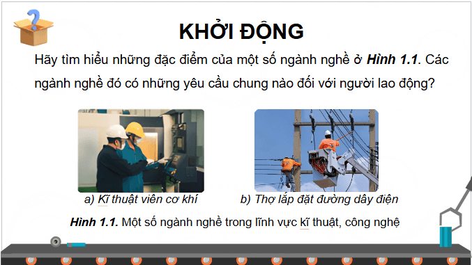 Giáo án điện tử Công nghệ 9 Chân trời sáng tạo Chủ đề 1: Nghề nghiệp trong lĩnh vực kĩ thuật, công nghệ | PPT Công nghệ 9