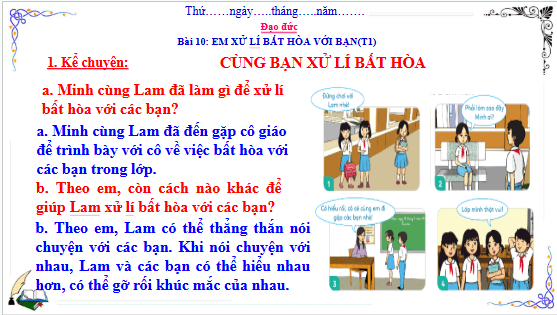 Giáo án điện tử Đạo đức lớp 3 Cánh diều Bài 10: Em xử lý bất hòa với bạn | PPT Đạo đức lớp 3
