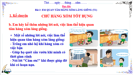 Giáo án điện tử Đạo đức lớp 3 Cánh diều Bài 3: Em quan tâm hàng xóm láng giềng | PPT Đạo đức lớp 3