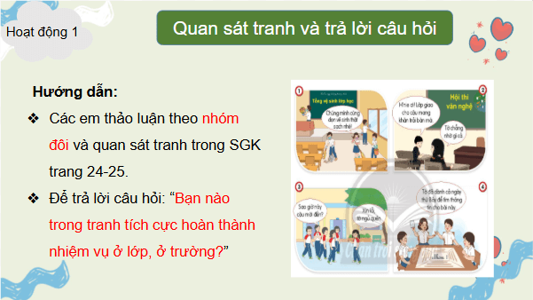 Giáo án điện tử Đạo đức lớp 3 Chân trời sáng tạo Bài 5: Tích cực hoàn thành nhiệm vụ ở lớp, ở trường | PPT Đạo đức lớp 3