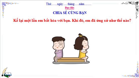 Giáo án điện tử Đạo đức lớp 3 Cánh diều Bài 9: Em nhận biết những bất hòa với bạn | PPT Đạo đức lớp 3
