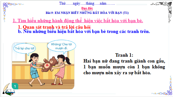 Giáo án điện tử Đạo đức lớp 3 Cánh diều Bài 9: Em nhận biết những bất hòa với bạn | PPT Đạo đức lớp 3