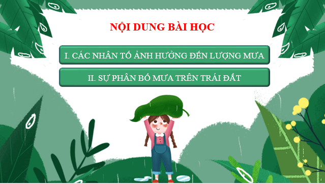 Giáo án điện tử Địa Lí 10 Chân trời sáng tạo Bài 10: Mưa | PPT Địa 10