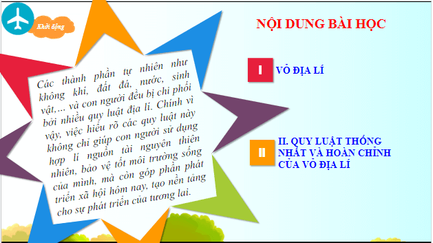 Giáo án điện tử Địa Lí 10 Chân trời sáng tạo Bài 17: Vỏ địa lí, quy luật thống nhất và hoàn chỉnh của vỏ địa lí | PPT Địa 10