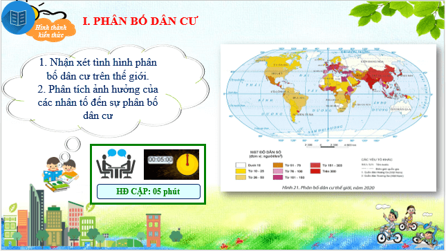 Giáo án điện tử Địa Lí 10 Chân trời sáng tạo Bài 21: Phân bố dân cư và đô thị hóa | PPT Địa 10