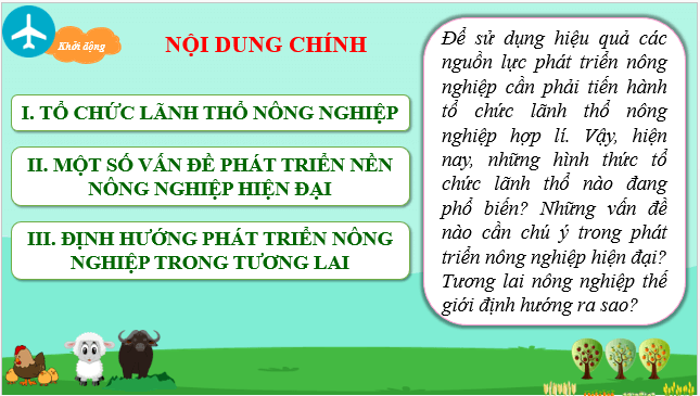 Giáo án điện tử Địa Lí 10 Chân trời sáng tạo Bài 27: Tổ chức lãnh thổ nông nghiệp, vấn đề và định hướng phát triển nông nghiệp | PPT Địa 10