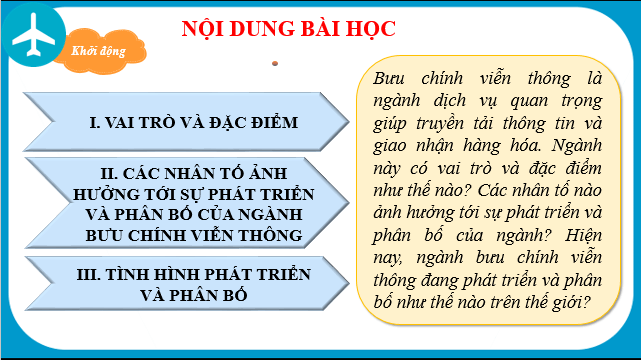 Giáo án điện tử Địa Lí 10 Chân trời sáng tạo Bài 35: Địa Lí ngành bưu chính viễn thông | PPT Địa 10