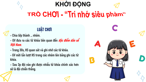 Giáo án Địa Lí 12 Chân trời sáng tạo Bài 7: Dân số