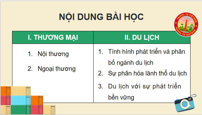 Giáo án điện tử Địa Lí 12 Chân trời sáng tạo Bài 22: Thương mại và du lịch | PPT Địa 12