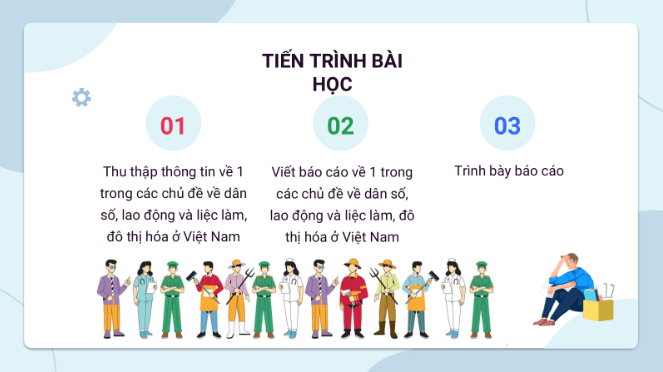 Giáo án điện tử Địa Lí 12 Cánh diều Bài 8: Thực hành: Viết báo cáo về dân số, lao động và việc làm, đô thị hoá | PPT Địa 12