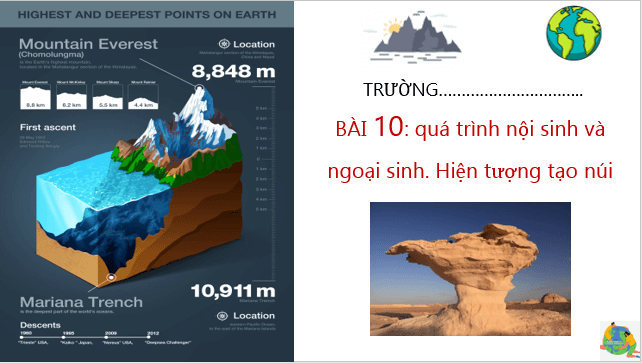 Giáo án điện tử Địa Lí 6 Cánh diều Bài 10: Quá trình nội sinh và ngoại sinh. Hiện tượng tạo núi | PPT Địa Lí 6