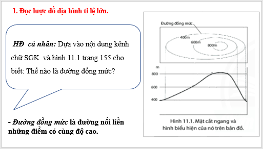 Giáo án điện tử Địa Lí 6 Chân trời sáng tạo Bài 11: Thực hành đọc lược đồ địa hình tỉ lệ lớn và lát cắt địa hình đơn giản | PPT Địa Lí 6