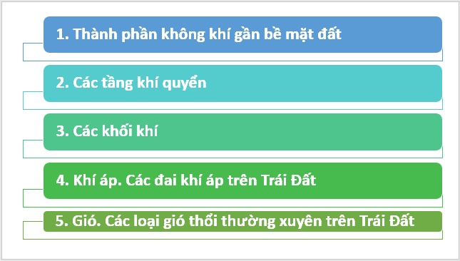 Giáo án điện tử Địa Lí 6 Kết nối tri thức Bài 15: Lớp vỏ khí của Trái Đất. Khí áp và gió | PPT Địa Lí 6